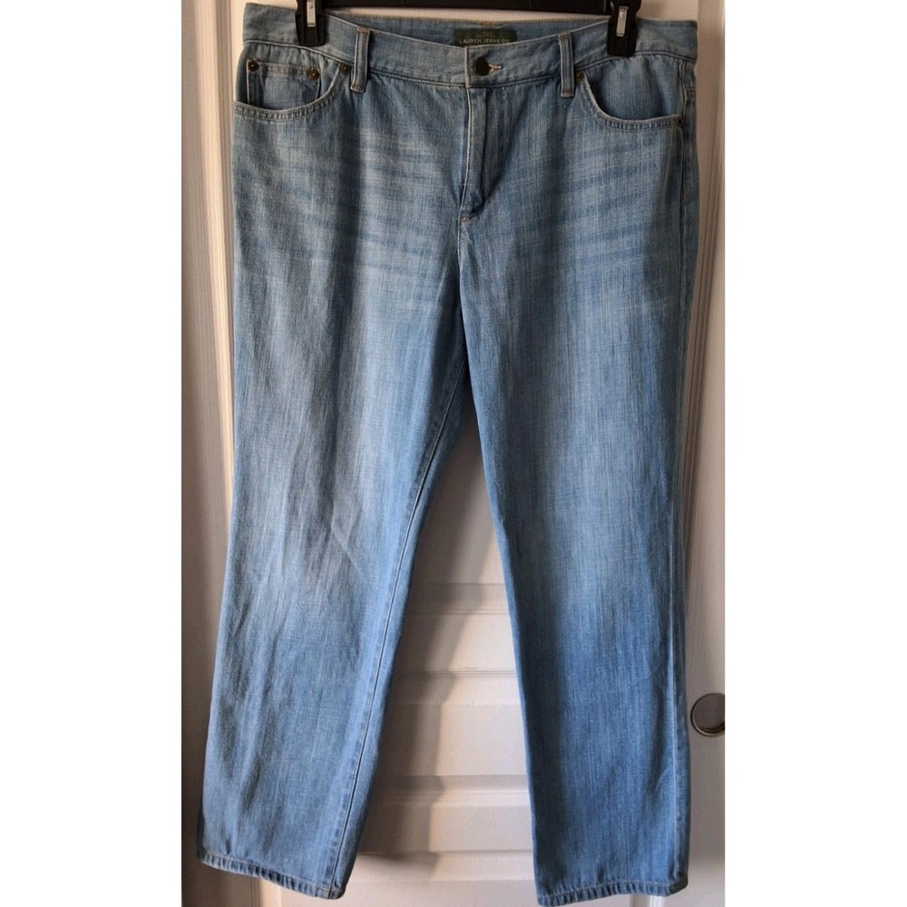 Ralph Lauren Jeans Womens 14 Plus Blue Denim Straight‎ High Rise Retro